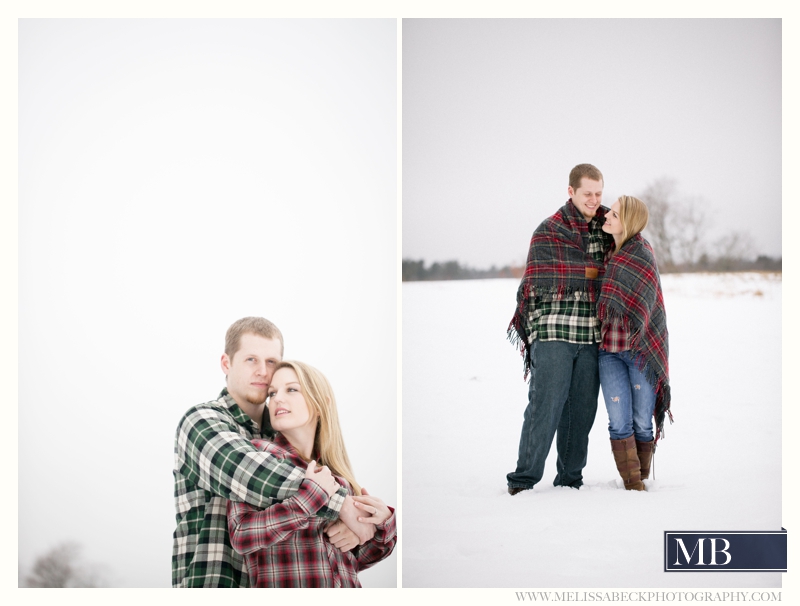 Drakes Island Engagement Session | Maine Beach Engagement Session | New England Wedding Photographer | Winter Beach Engagement | Melissa Beck Photography_0028 Flannel Snow Couple in a blanket Kennebunk maine