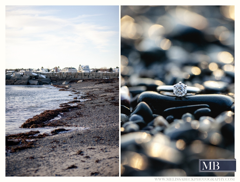 engagement ring on a rock kennebunkport