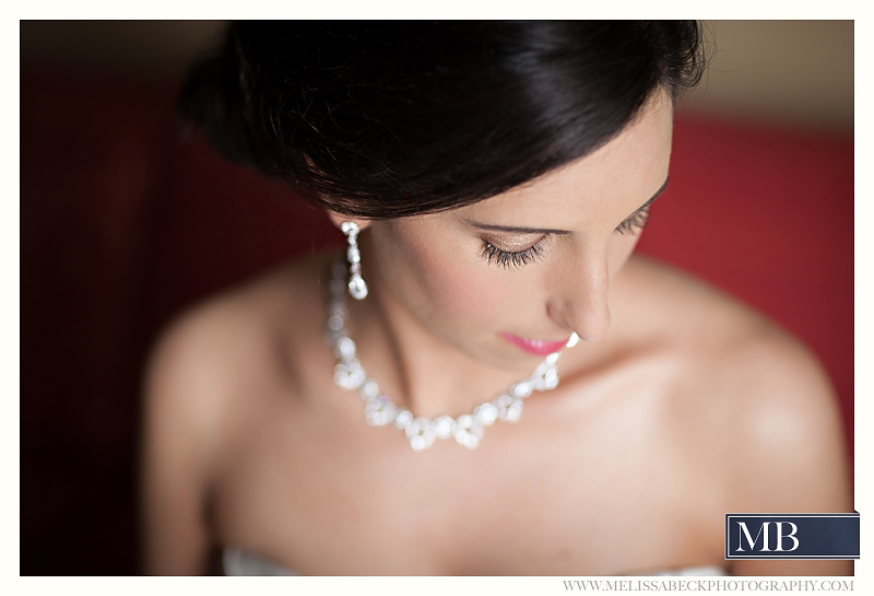 bride with earings and necklace