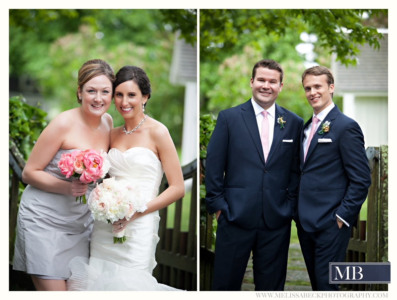 maid of honor and bride, best man and groom