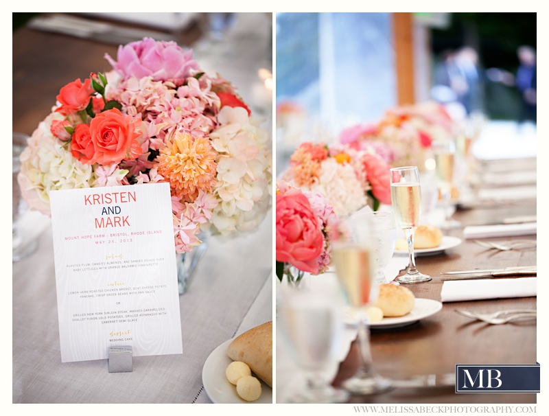 wedding table marker and flowers