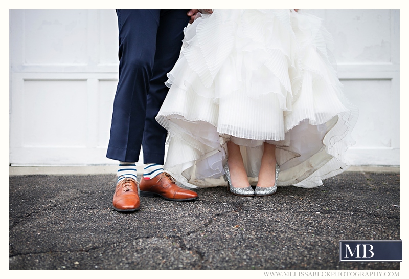 bride and groom fun striped socks and shoes