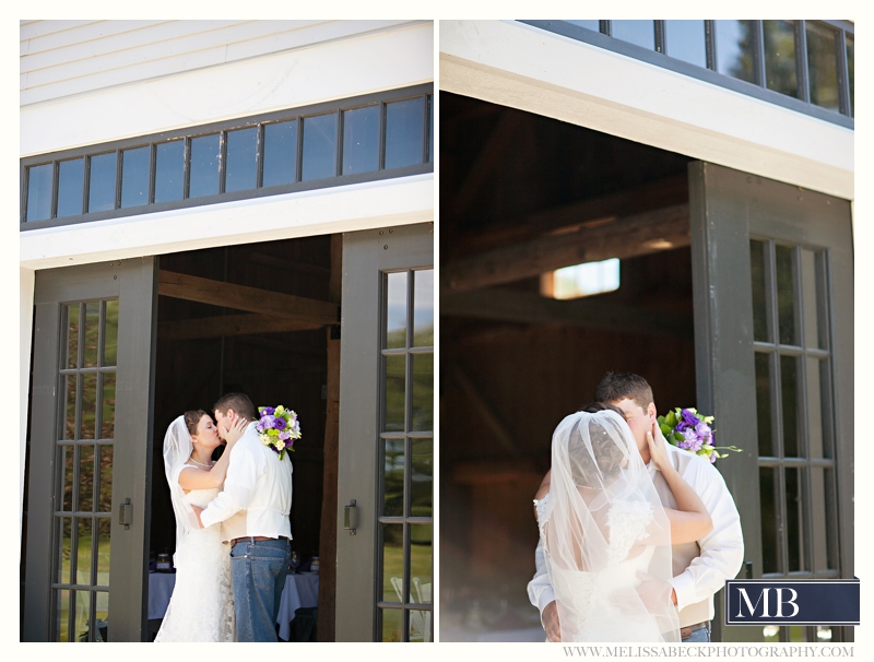 bride and groom the barn at flanagn farm maine wedding