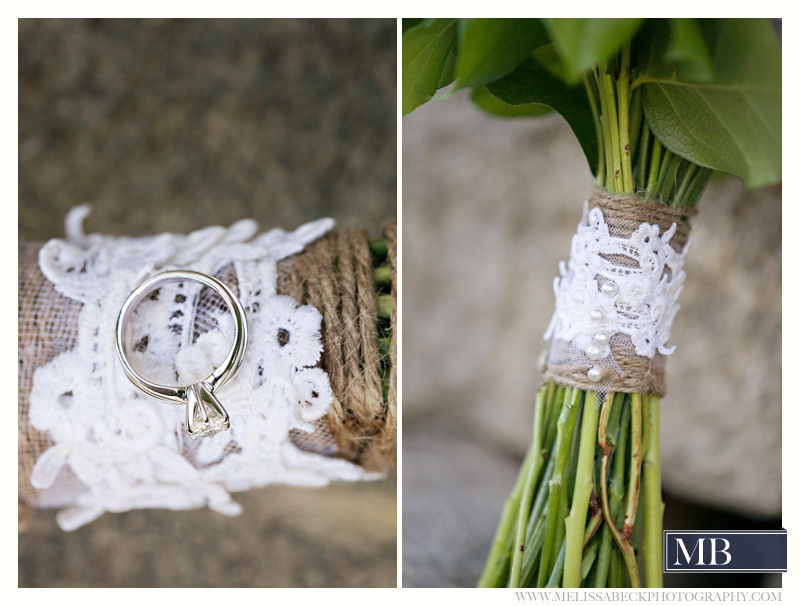 wedding rings on a bouquet