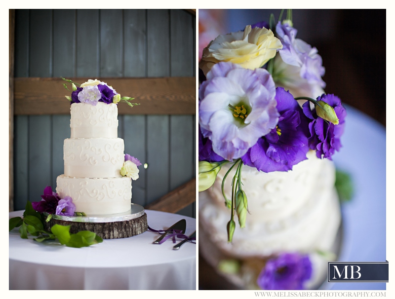 purple flower wedding cake