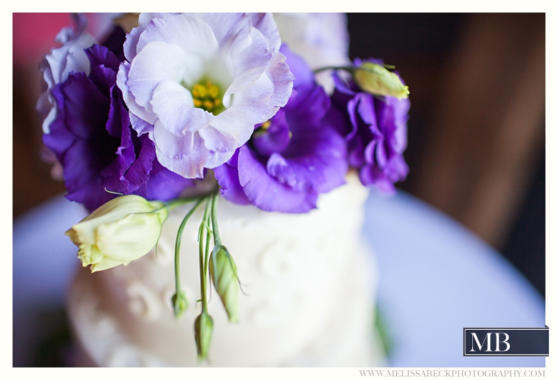 purple flower wedding cake