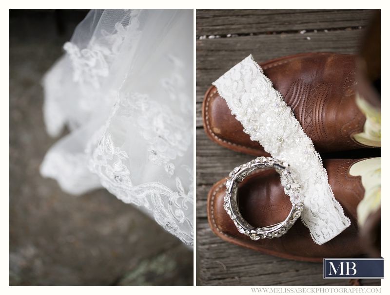 bracelet and garter on cowboy boots