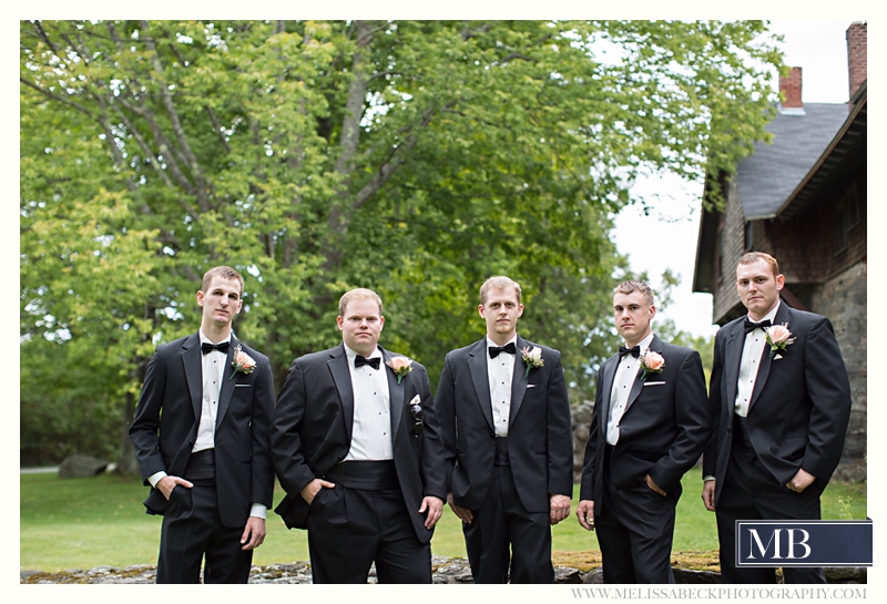 bridal party the rocks estate new england wedding photography