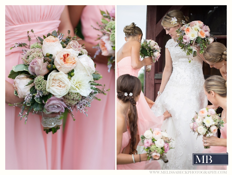 bouquet and bridesmaids