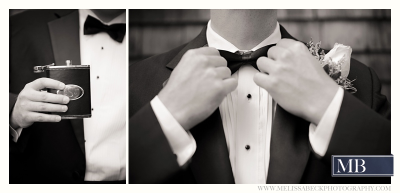 groom with flask and bow tie