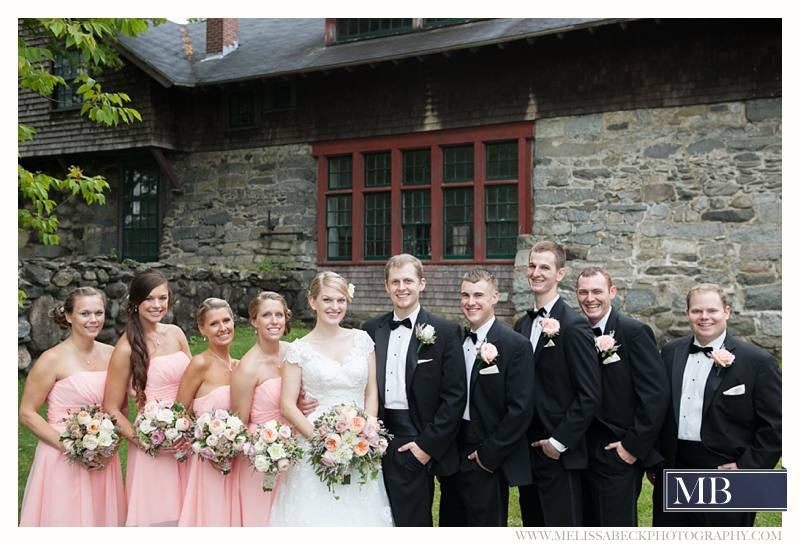 bridal party the rocks estate new england wedding photography