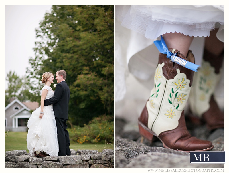 brides boots with something blue